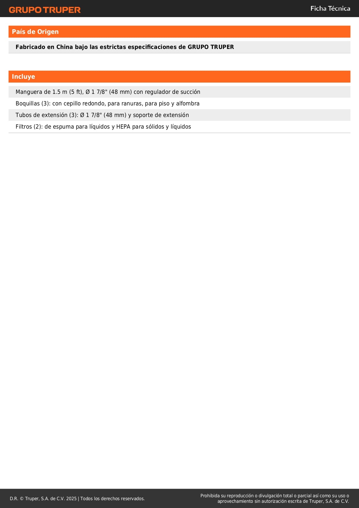 Aspiradora Industrial TRUPER 6 Galones Húmedo-Seco - Sólidos y Líquidos