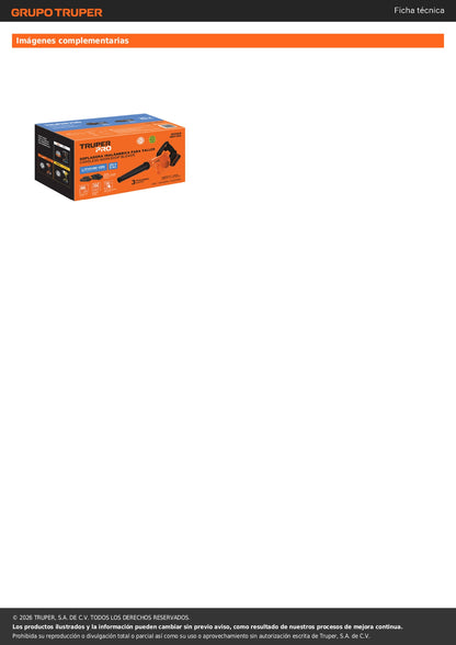 Sopladora para taller, 20V, 1 batería 2Ah, TRUPER PRO