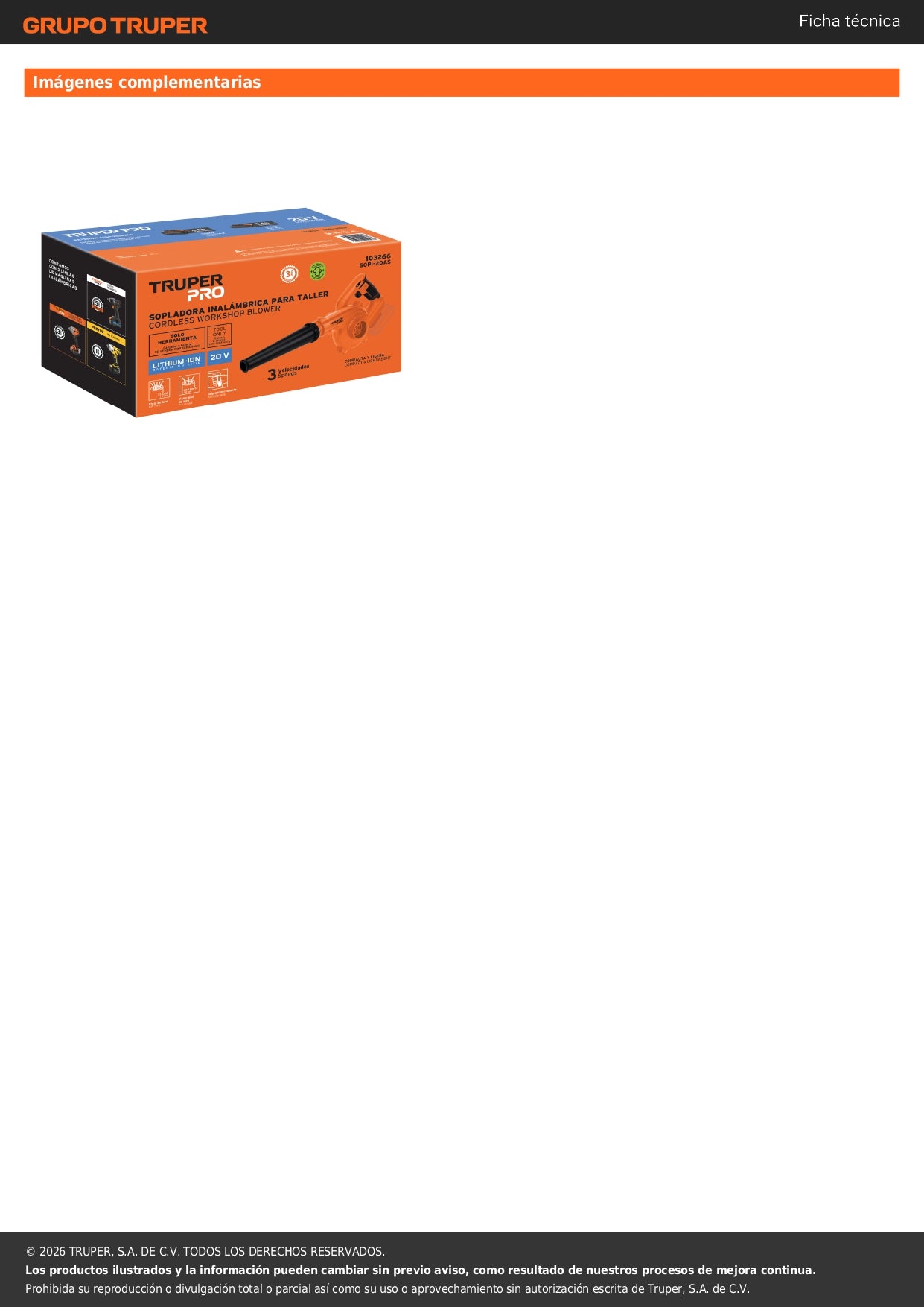 Sopladora para taller, 20V, sin accesorios, TRUPER PRO