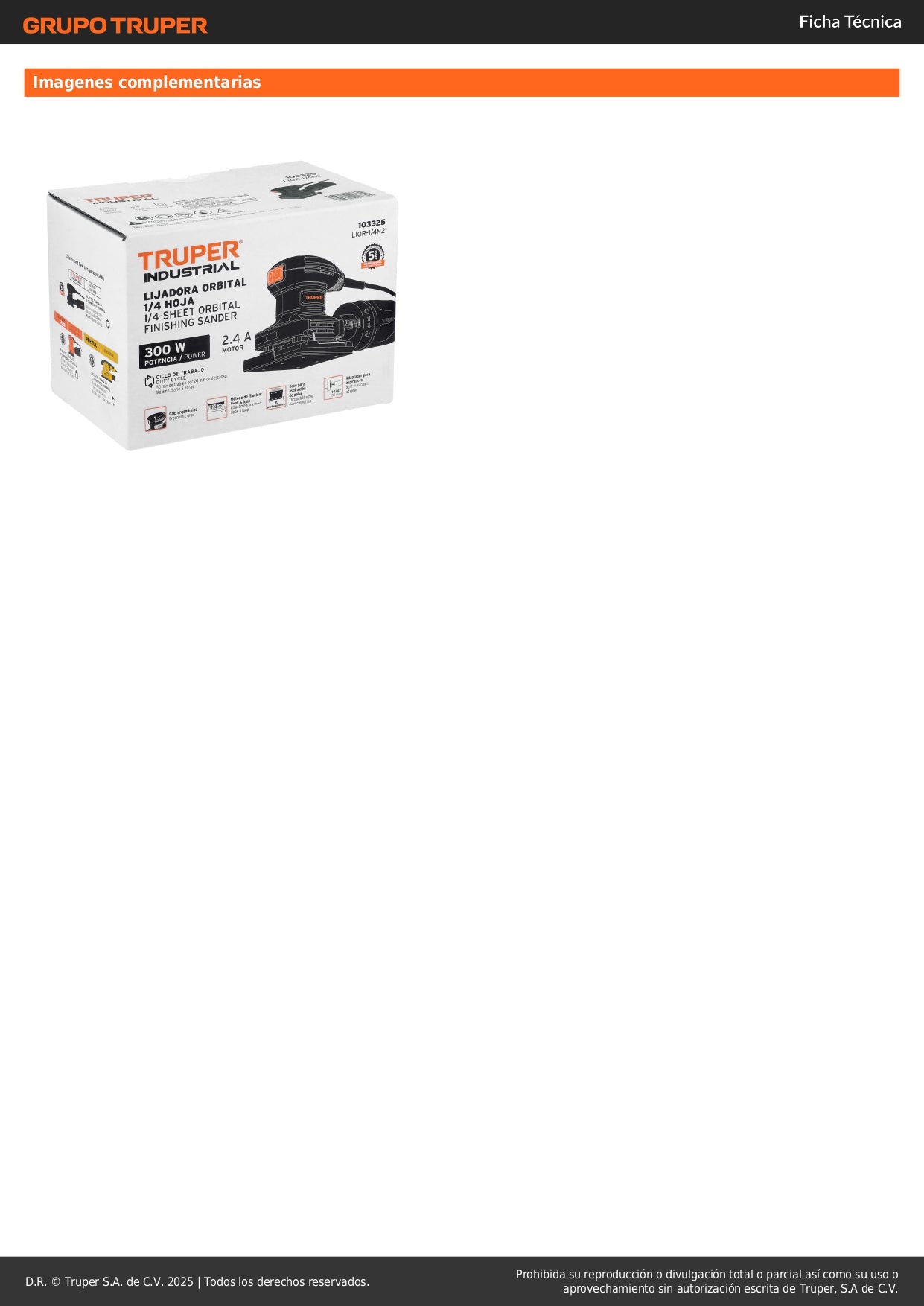 Lijadora Orbital 1/4 Hoja 300W TRUPER LIOR-1/4N2 - Solución Profesional para Lijado de Precisión con Sistema de Aspiración y Grip Antiderrapante - Elimina Imperfecciones en Madera y Superficies