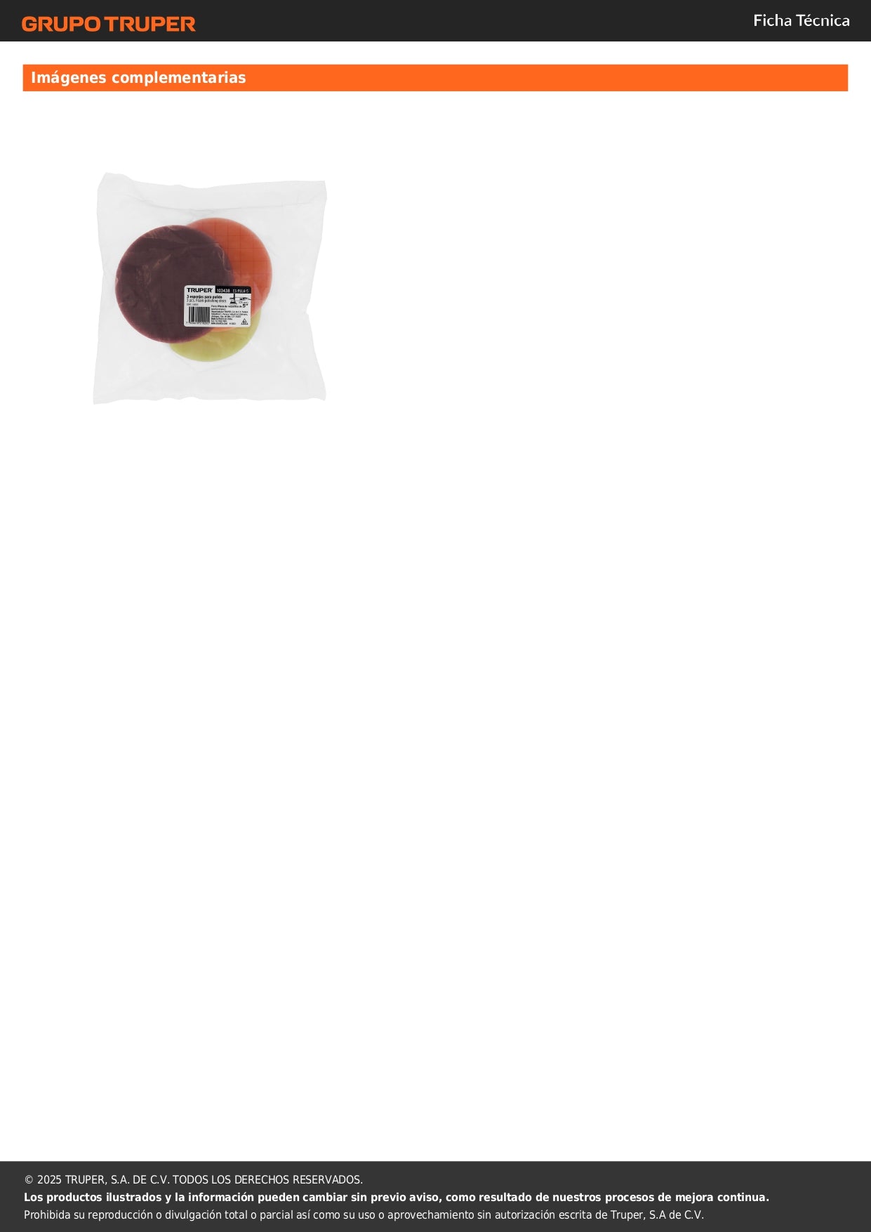 Juego de 3 esponjas para pulir de 5" hook and loop, TRUPER