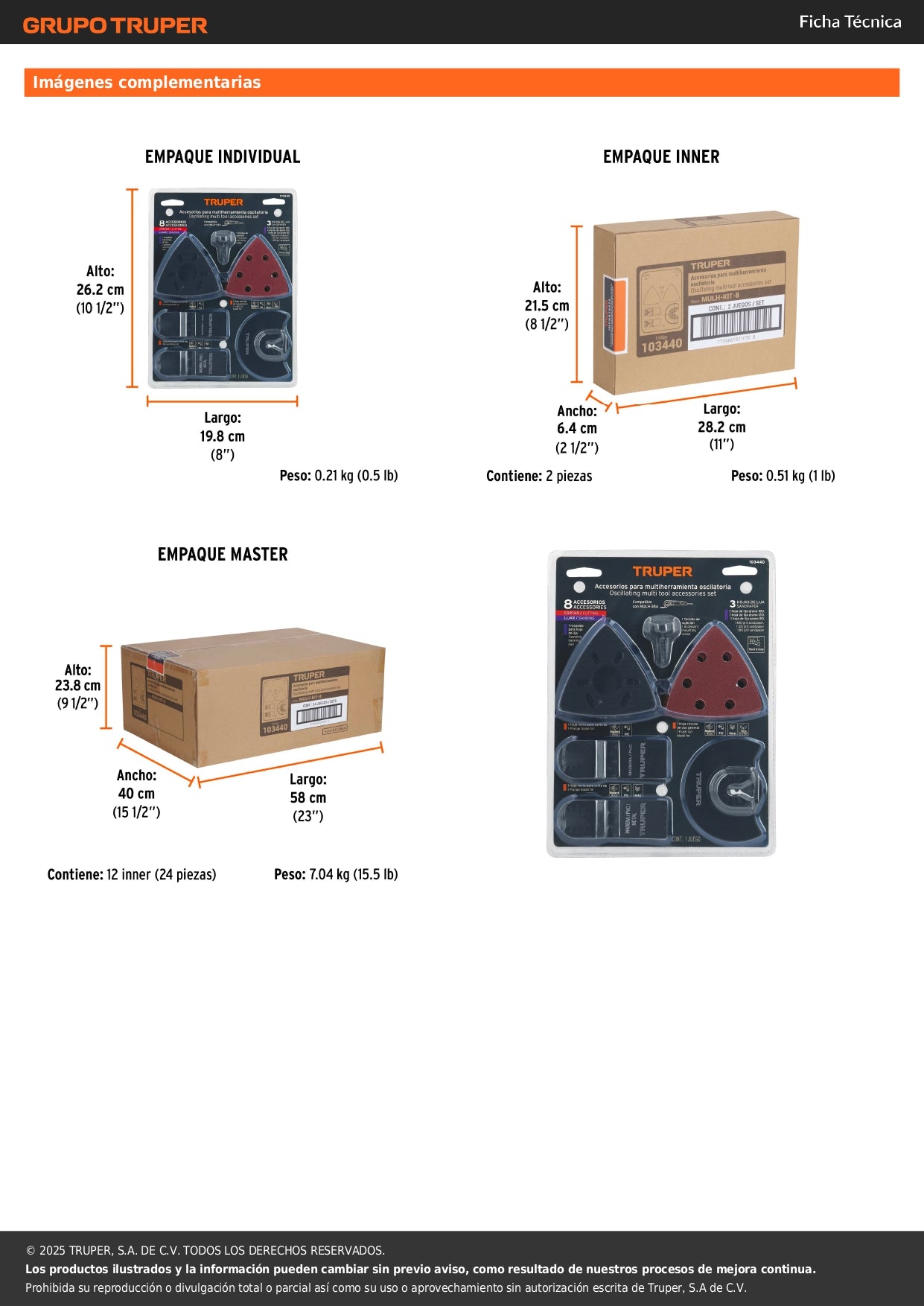 Kit con 8 accesorios para multiherramienta, TRUPER PRO