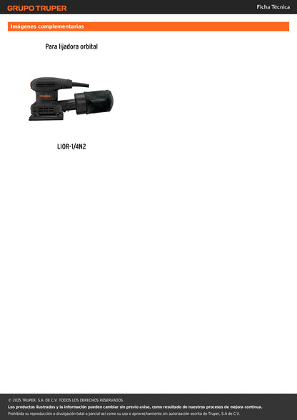 Tubo para polvo para LIOR-1/4N2, Truper