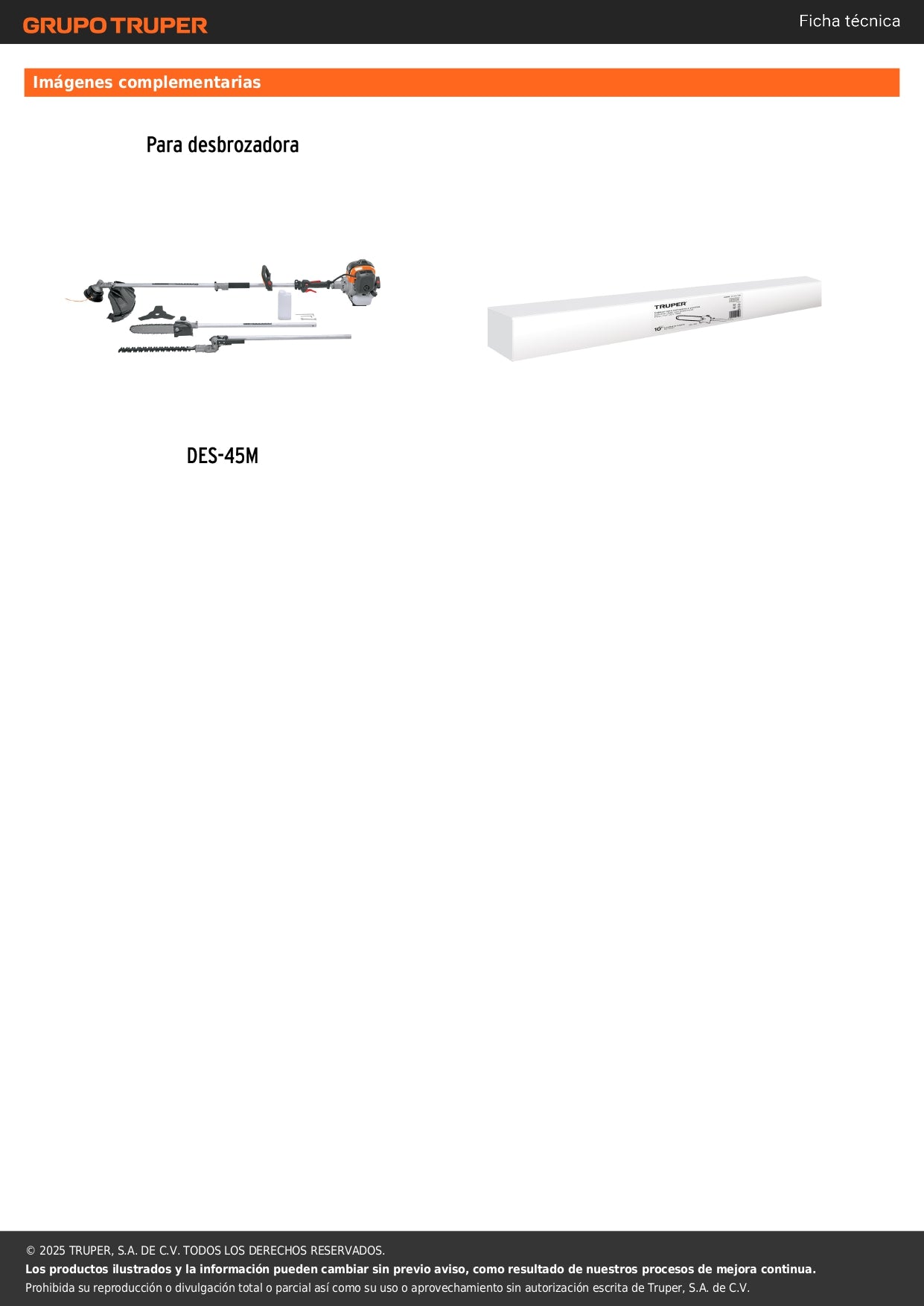 Cabezal con motosierra de repuesto para DES-45M, TRUPER