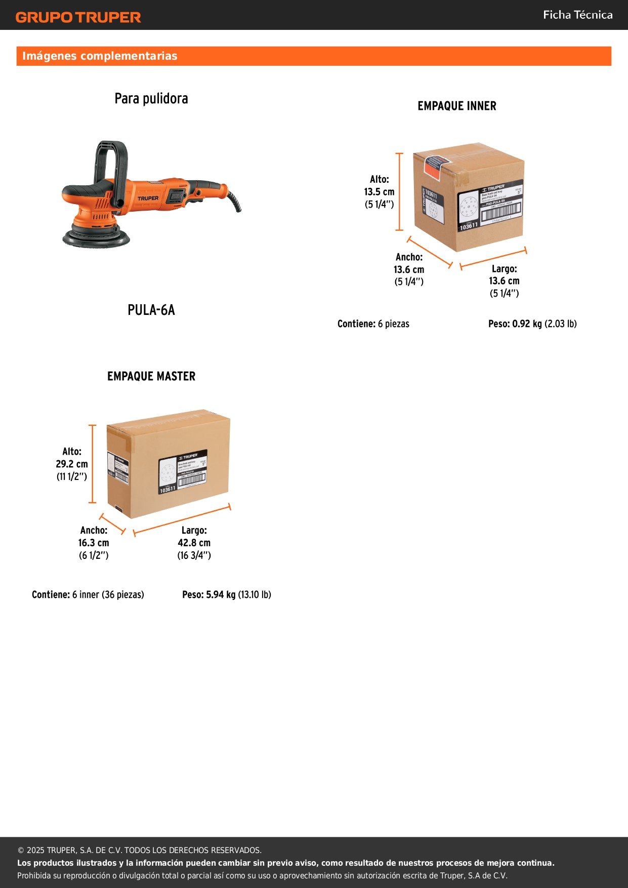 Respaldo de 5" hook and loop para PULA-6A, TRUPER