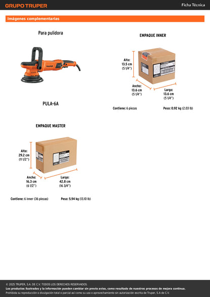 Respaldo de 5" hook and loop para PULA-6A, TRUPER