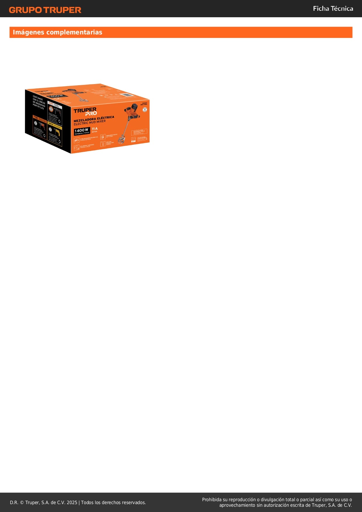 Mezcladora eléctrica 1400W, TRUPER PRO