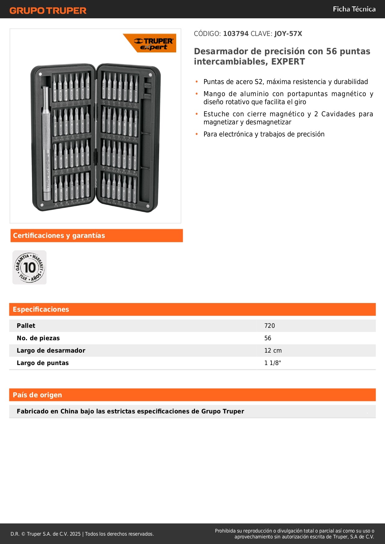 Desarmador de Precisión JOY-57X con 56 Puntas Intercambiables - Kit Profesional para Electrónica y Reparaciones de Precisión - Acero S2 Resistente