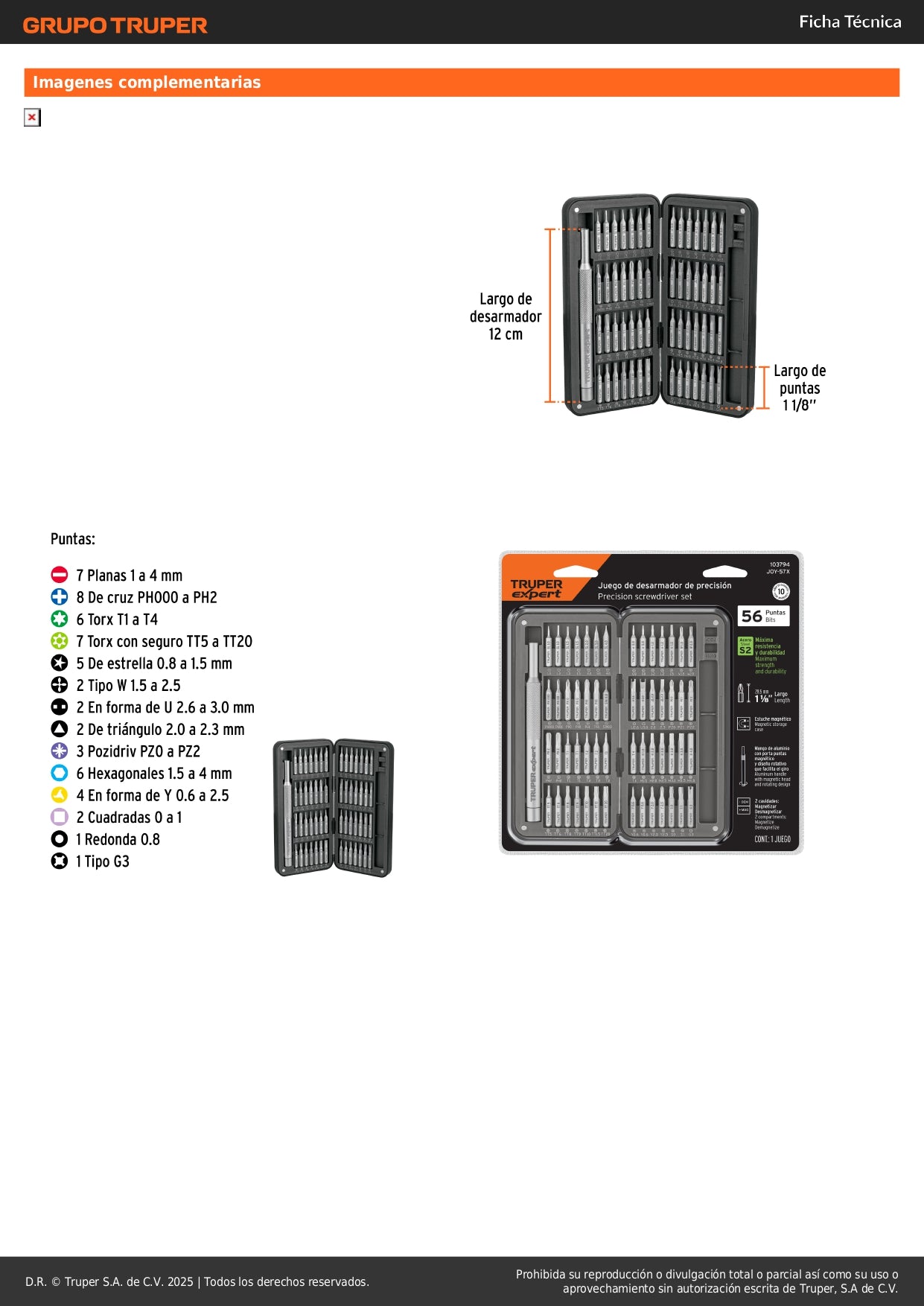 Desarmador de Precisión JOY-57X con 56 Puntas Intercambiables - Kit Profesional para Electrónica y Reparaciones de Precisión - Acero S2 Resistente