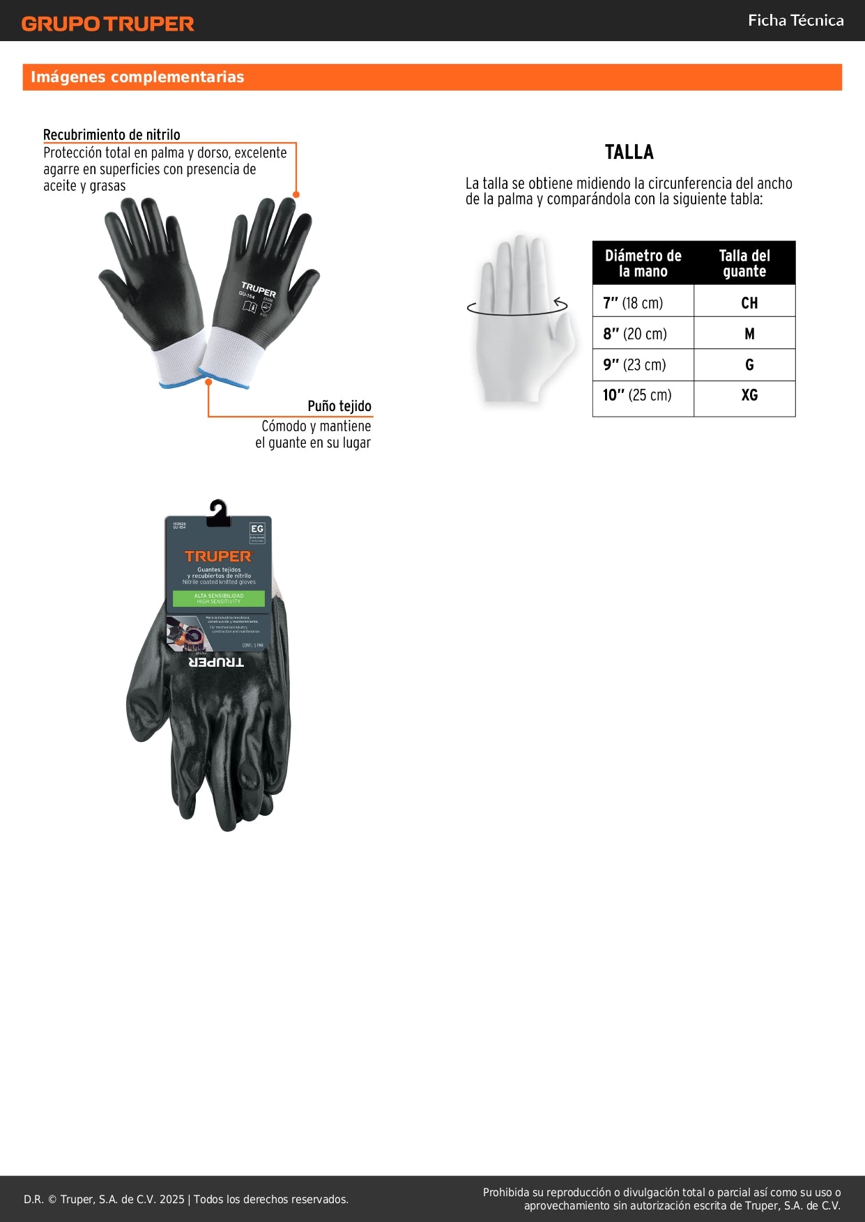 Guantes de Nitrilo XG Truper GU-154 - Resistentes a Aceites y Solventes para Trabajo Industrial