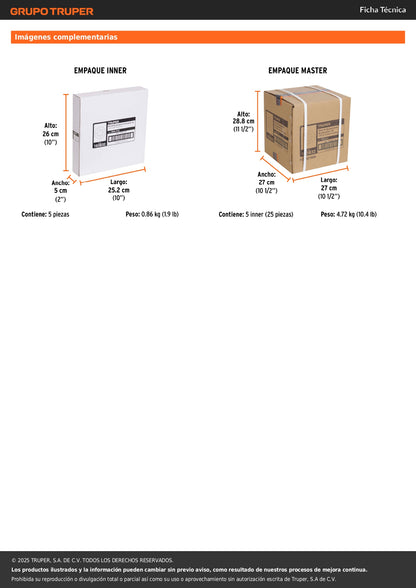 Paquete con 5 discos de lija 9" grano 120, para LIPA-9A