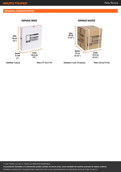 Paquete con 5 discos de lija 9" grano 180, para LIPA-9A