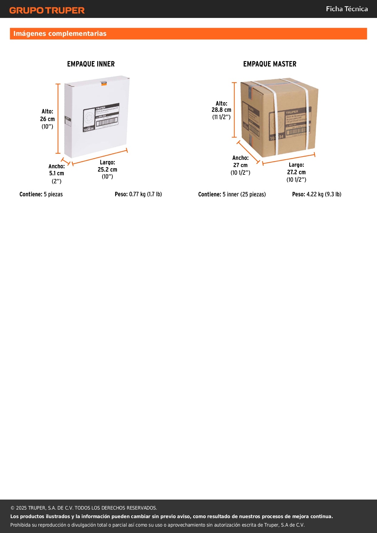 Paquete con 5 discos de lija 9" grano 240, para LIPA-9A