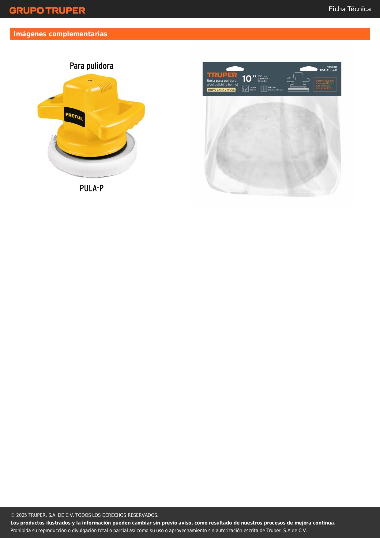 Borla 100% lana de 10", fijación de jareta, TRUPER