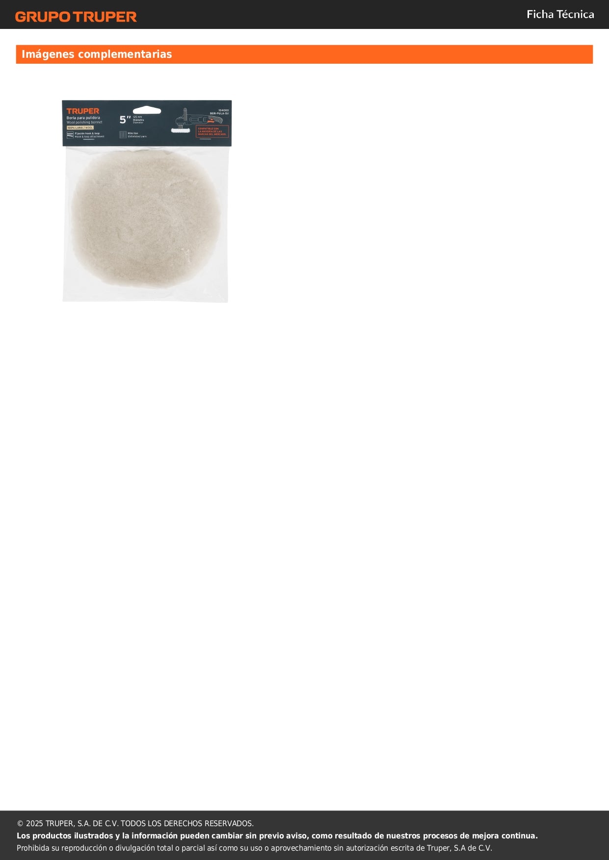 Borla 100% lana de 5", fijación hook and loop, TRUPER