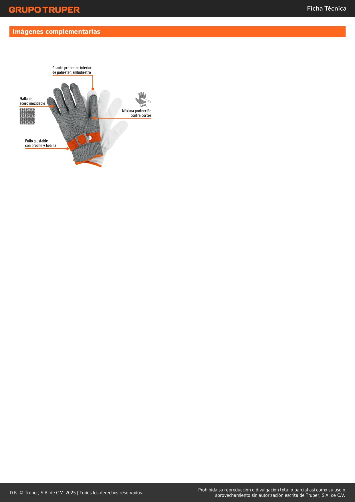 Guante Anticorte Profesional Truper GU-921 - Protección Máxima Acero Inoxidable para Industria Alimenticia y Construcción