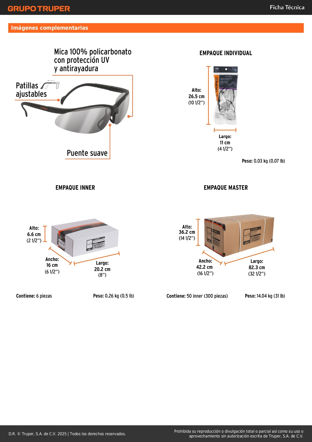 Lentes de Seguridad Espejo Plata TRUPER Vision LEDE-EP - Protección UV Antirayadura para Industria Construcción y Taller