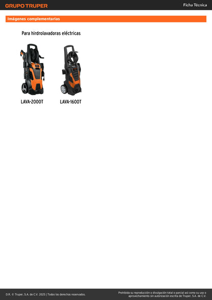 Filtro para LAVA-1600T y 2000T, Truper