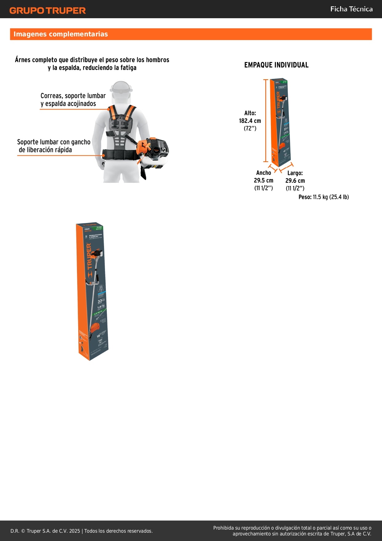 Desmalezadora Gasolina 33cc DES-330 Mango Bici 18" - Elimina Maleza Verde y Seca con Motor 1.4HP Arranque Fácil y Arnés Ergonómico