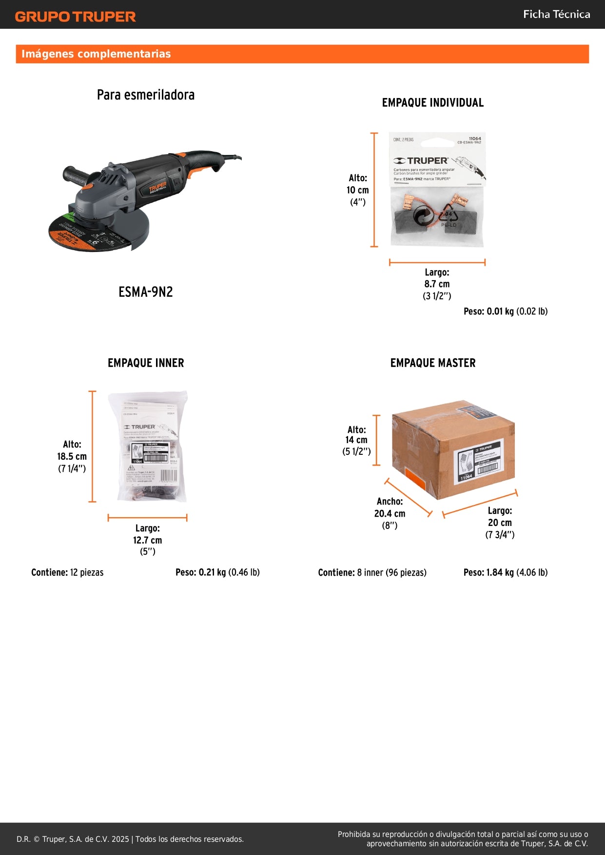 Bolsa con 2 carbones de repuesto para ESMA-9N2, TRUPER