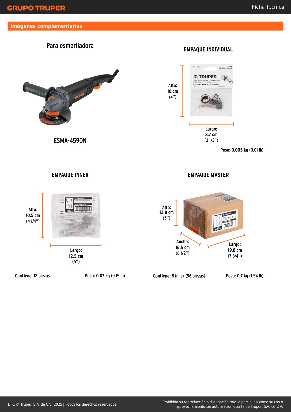 Bolsa con 2 carbones de repuesto para ESMA-4510N, TRUPER