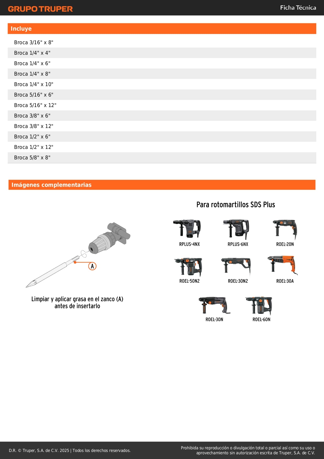 Juego de 15 brocas y cinceles SDS Plus en estuche, TRUPER