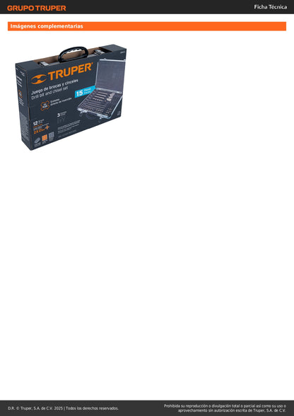Juego de 15 brocas y cinceles SDS Plus en estuche, TRUPER