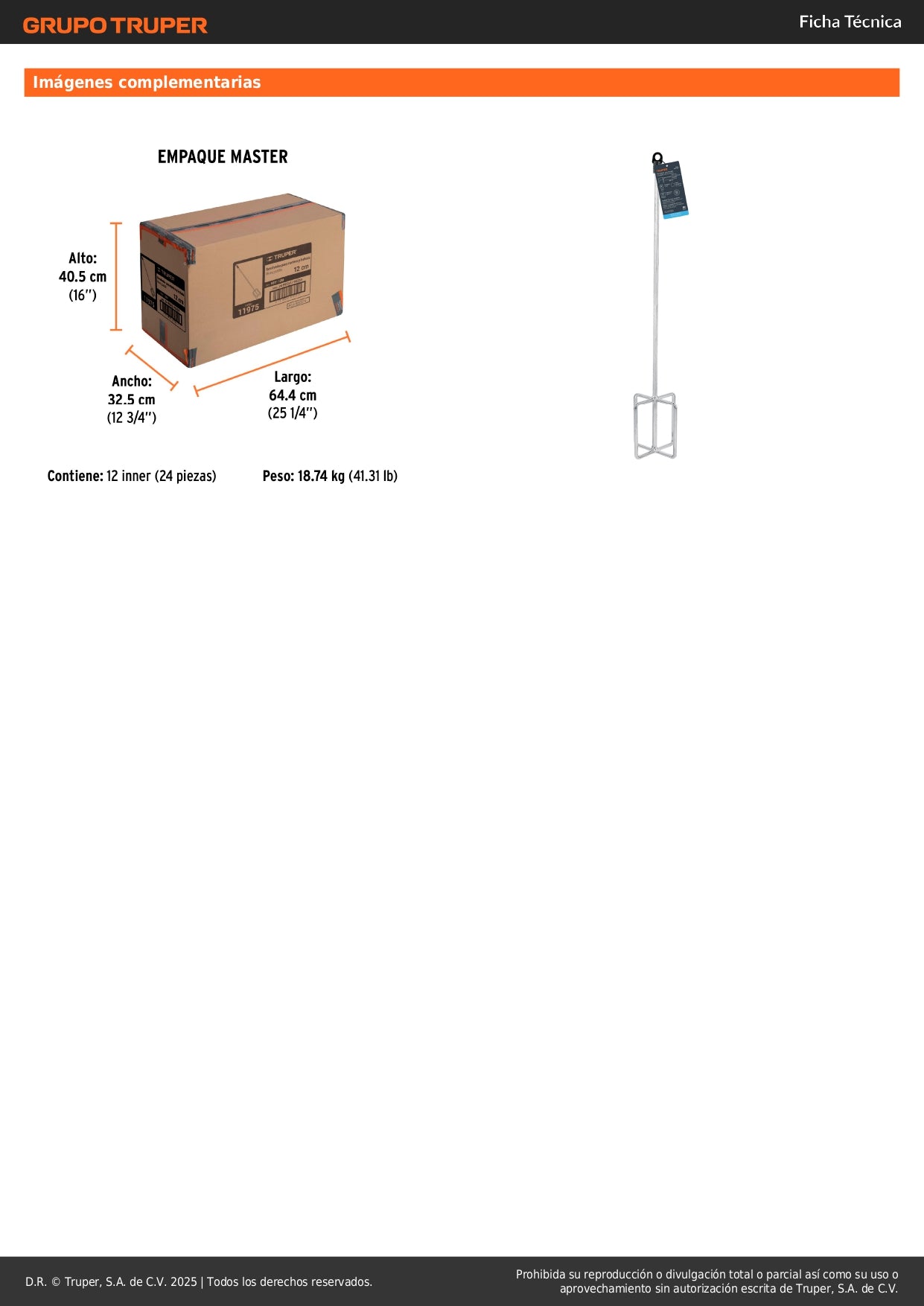 Revolvedor para mortero, 120mm de diámetro, TRUPER