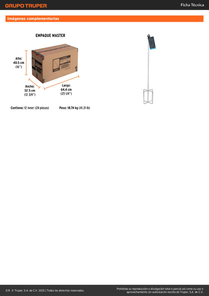 Revolvedor para mortero, 120mm de diámetro, TRUPER