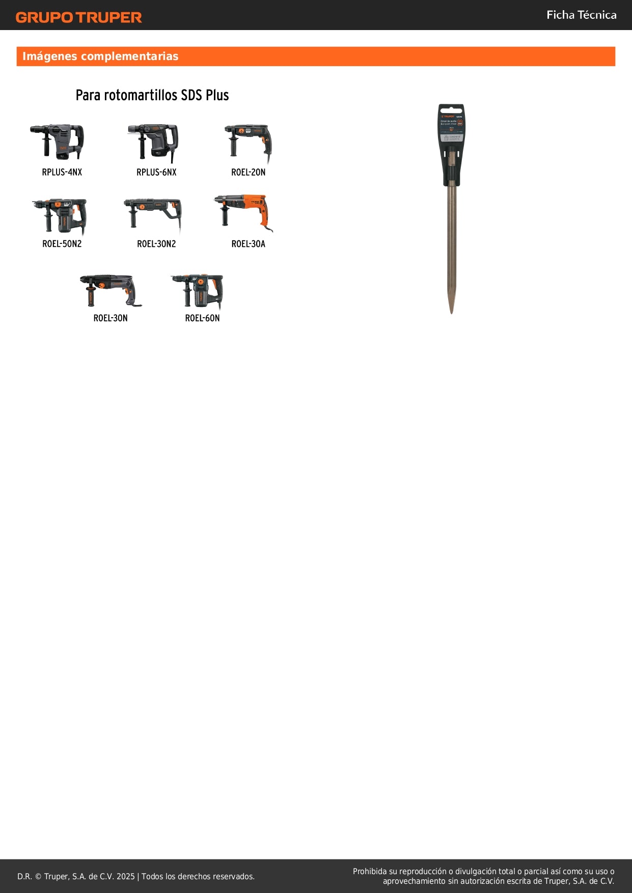 Cincel de punta SDS Plus de 10", Truper