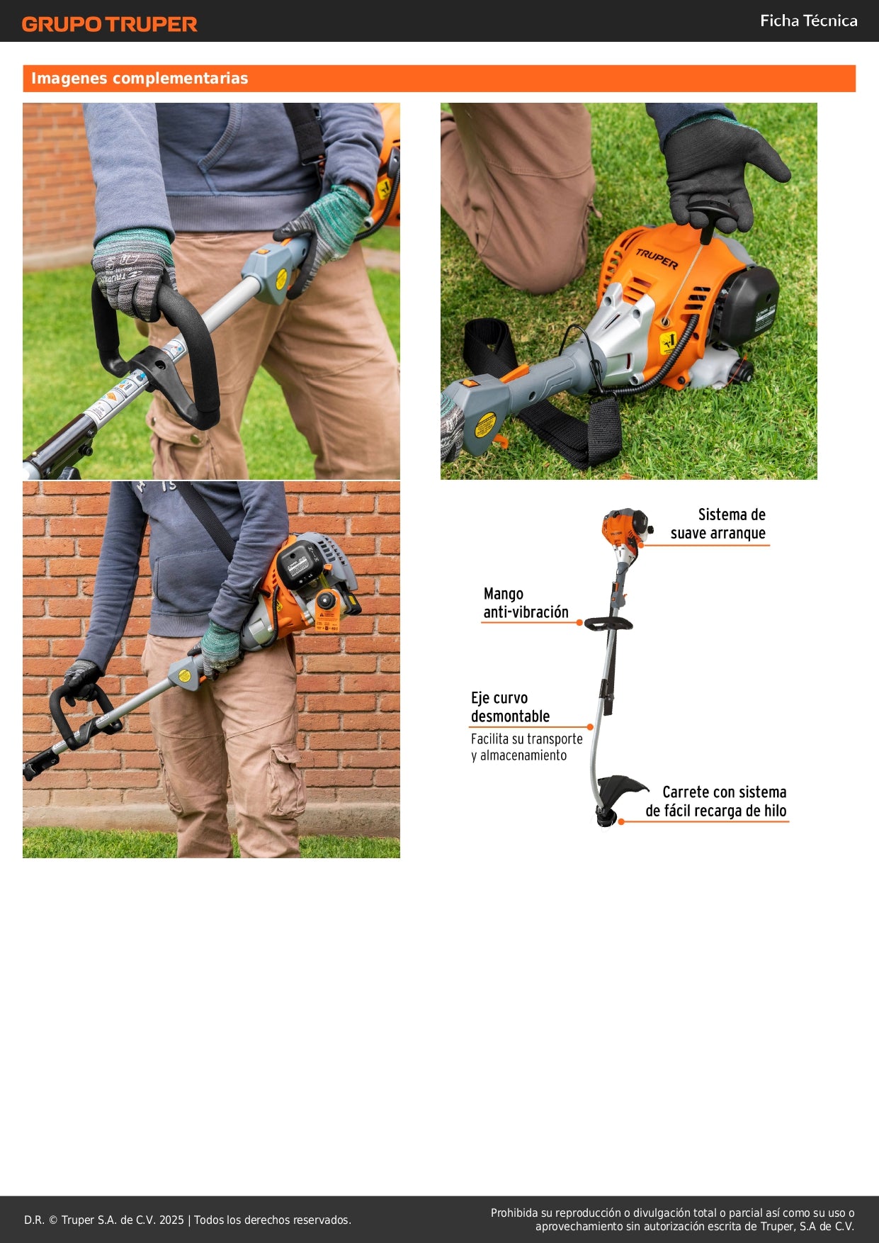 Desbrozadora Gasolina 30cc DES-30C Motor 1.2HP Eje Curvo - Corta Césped Grueso Hierba Maleza Jardín Residencial