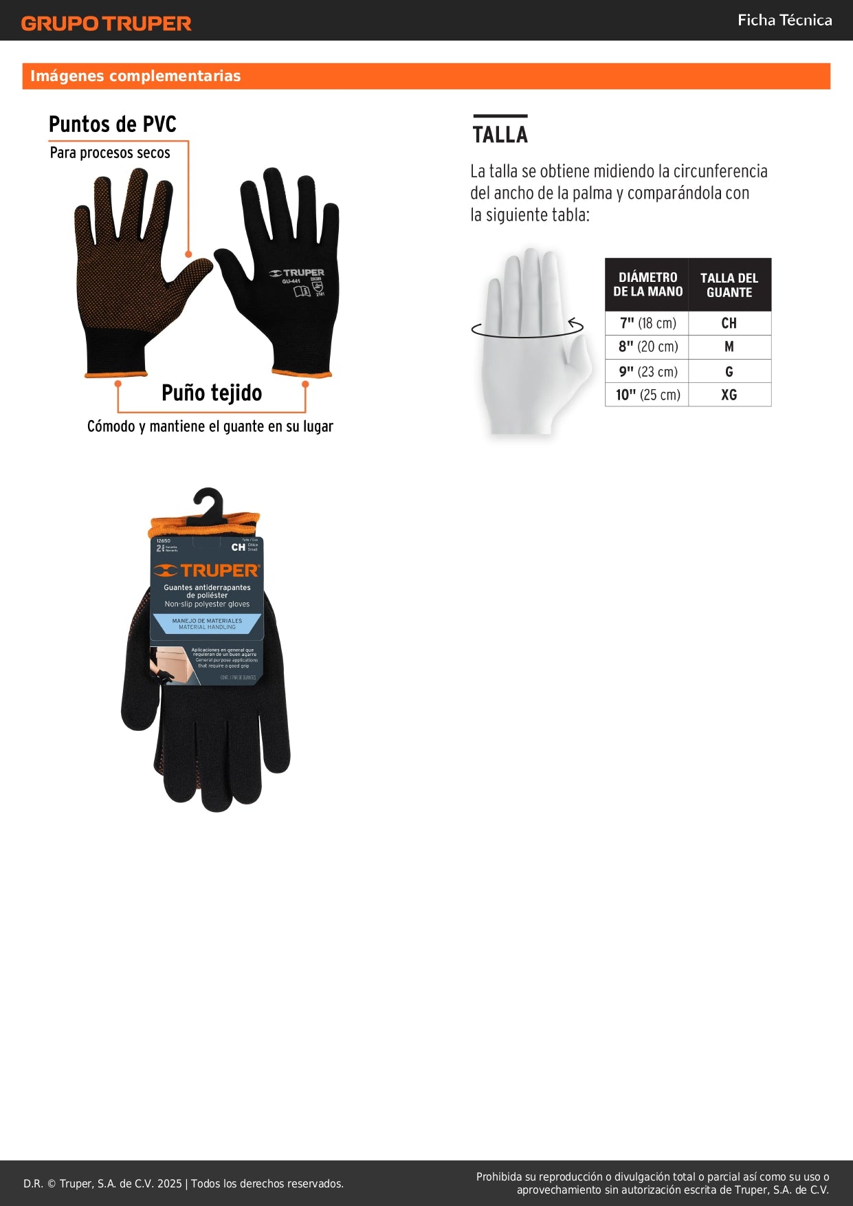 Guantes de Poliéster con Puntos PVC TRUPER GU-441 - Máximo Agarre y Sensibilidad para Trabajo Industrial Seco