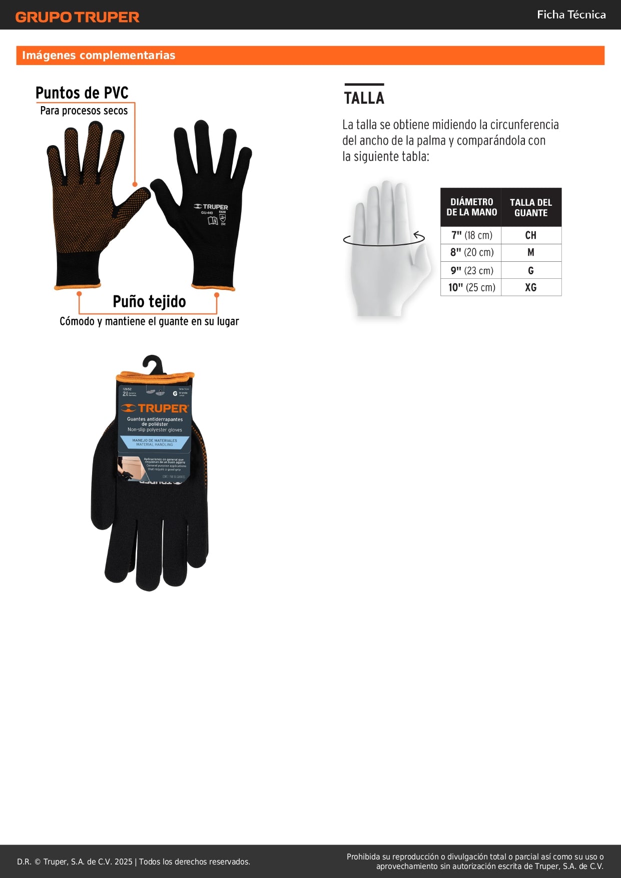 Guantes Industriales TRUPER GU-443 Poliéster con Puntos PVC - Máximo Agarre y Protección para Trabajo Seguro