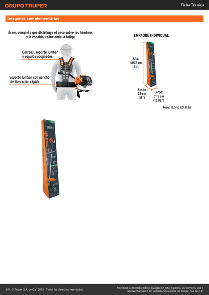 Desmalezadora Gasolina 63cc 3HP Mango Bici 17 Pulgadas - Solución Profesional para Maleza, Césped y Arbustos - Motor 2 Tiempos Aluminio - DES-63