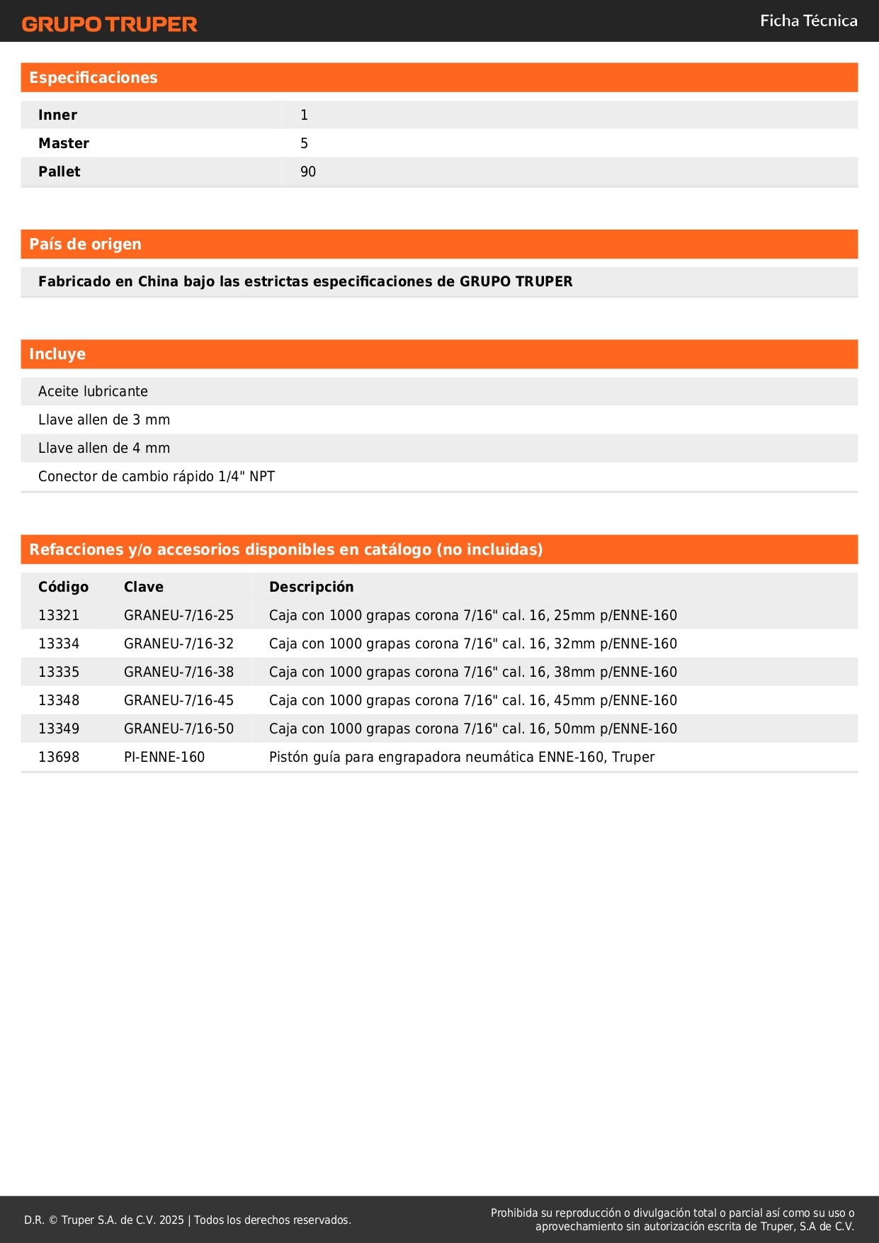 Engrapadora Neumática TRUPER Calibre 16 Profesional - Grapas 3/4 a 2 Pulgadas - Sistema Cambio Rápido - Solución Eficiente para Tapicería y Carpintería