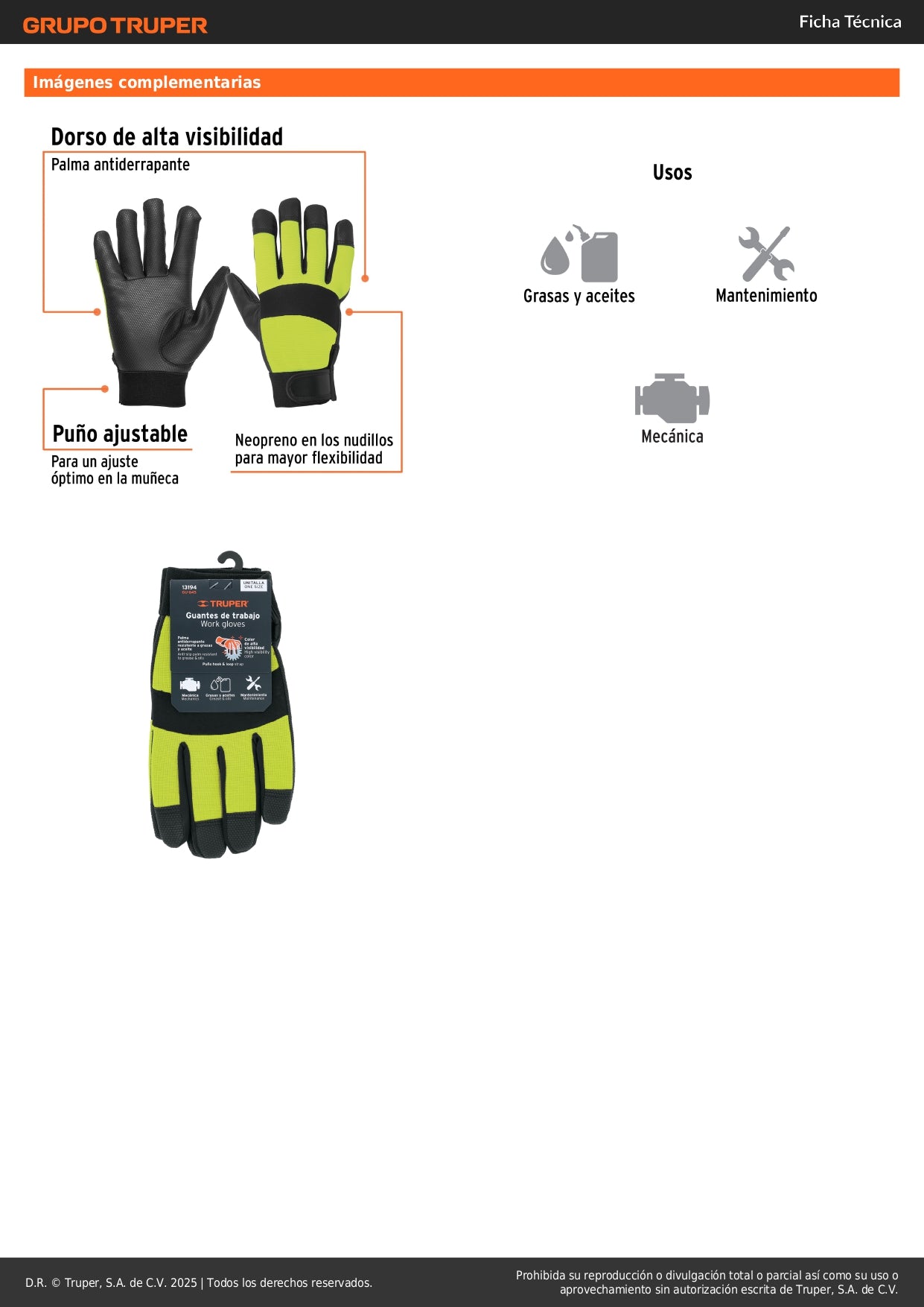 Guantes Mecánicos Alta Visibilidad Verde Antiderrapantes - Protección Contra Grasa y Aceite - Palma Poliuretano Transpirable GU-645