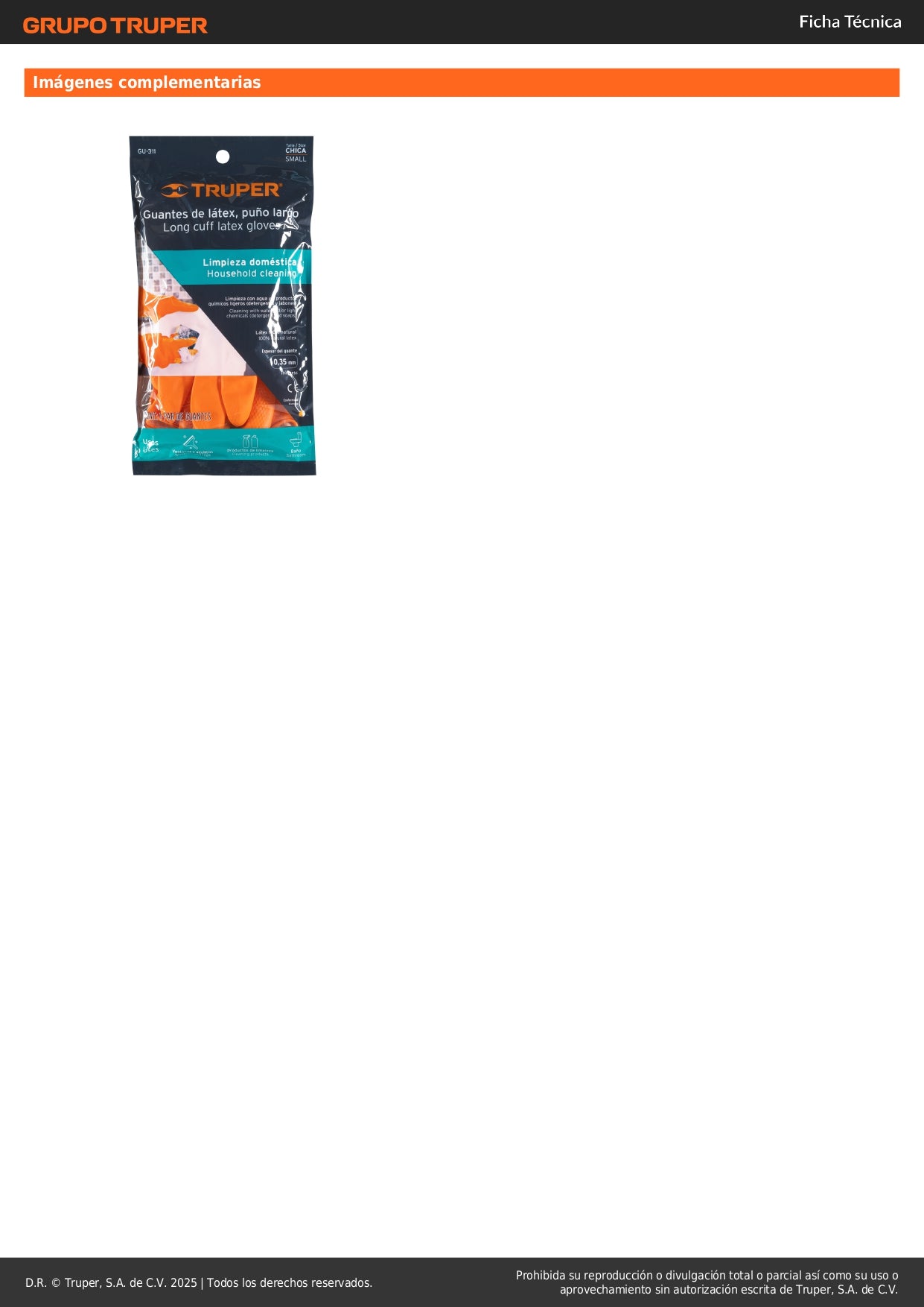 Guantes de Látex TRUPER GU-311 - Protección Química Antiderrapante para Limpieza Industrial y Doméstica