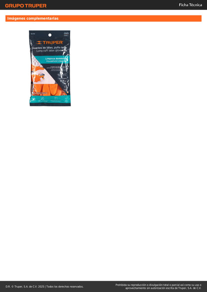 Guantes de Látex TRUPER GU-311 - Protección Química Antiderrapante para Limpieza Industrial y Doméstica