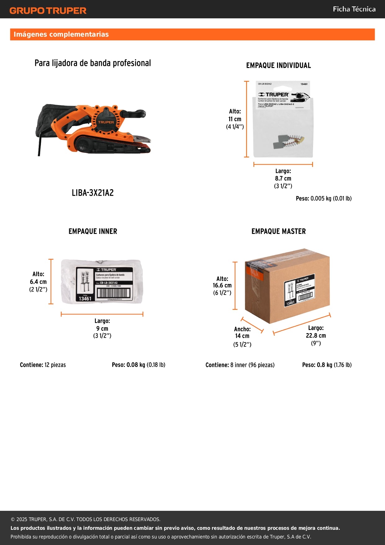 Bolsa con 2 carbones de repuesto para LIBA-3X21A2, TRUPER