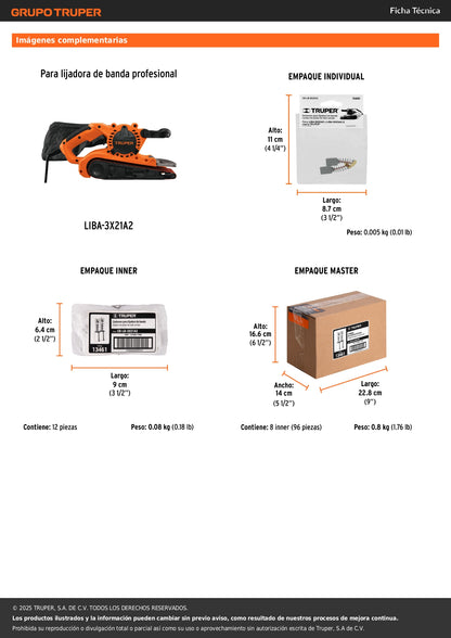 Bolsa con 2 carbones de repuesto para LIBA-3X21A2, TRUPER