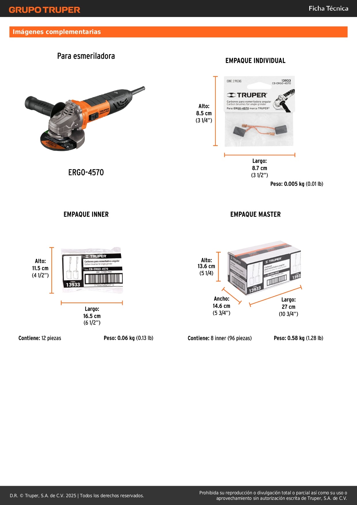Bolsa con 2 carbones de repuesto para ERGO-4570, TRUPER