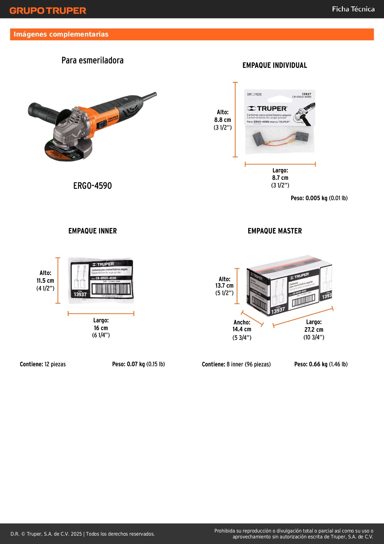 Bolsa con 2 carbones de repuesto para ERGO-4590, TRUPER