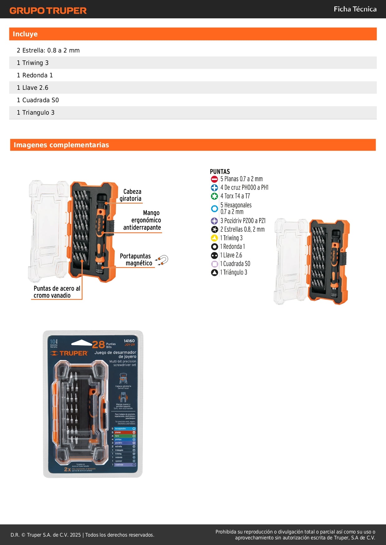 Desarmador de Precisión JOY-29 con 28 Puntas Intercambiables - Kit Profesional para Electrónica y Reparaciones de Precisión