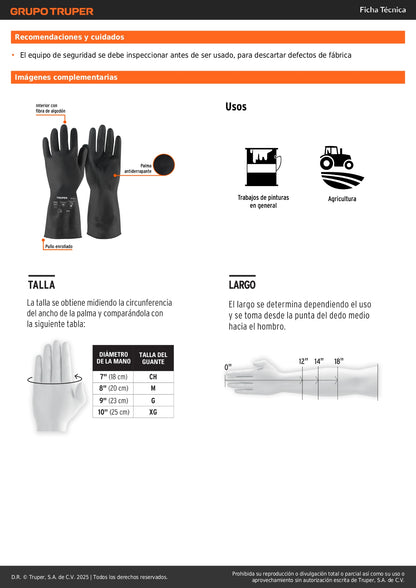 Guantes de Látex TRUPER GU-352 Antiderrapantes para Pintor - Protección Química Profesional Talla M