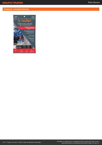 Guantes de Látex TRUPER GU-352 Antiderrapantes para Pintor - Protección Química Profesional Talla M