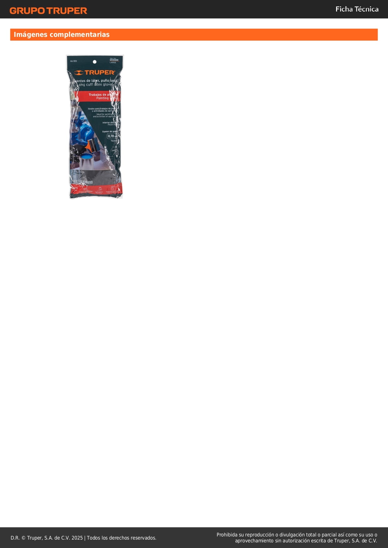 Guantes de Látex TRUPER GU-353 - Protección Química Antiderrapante para Pintura y Agricultura - Talla G