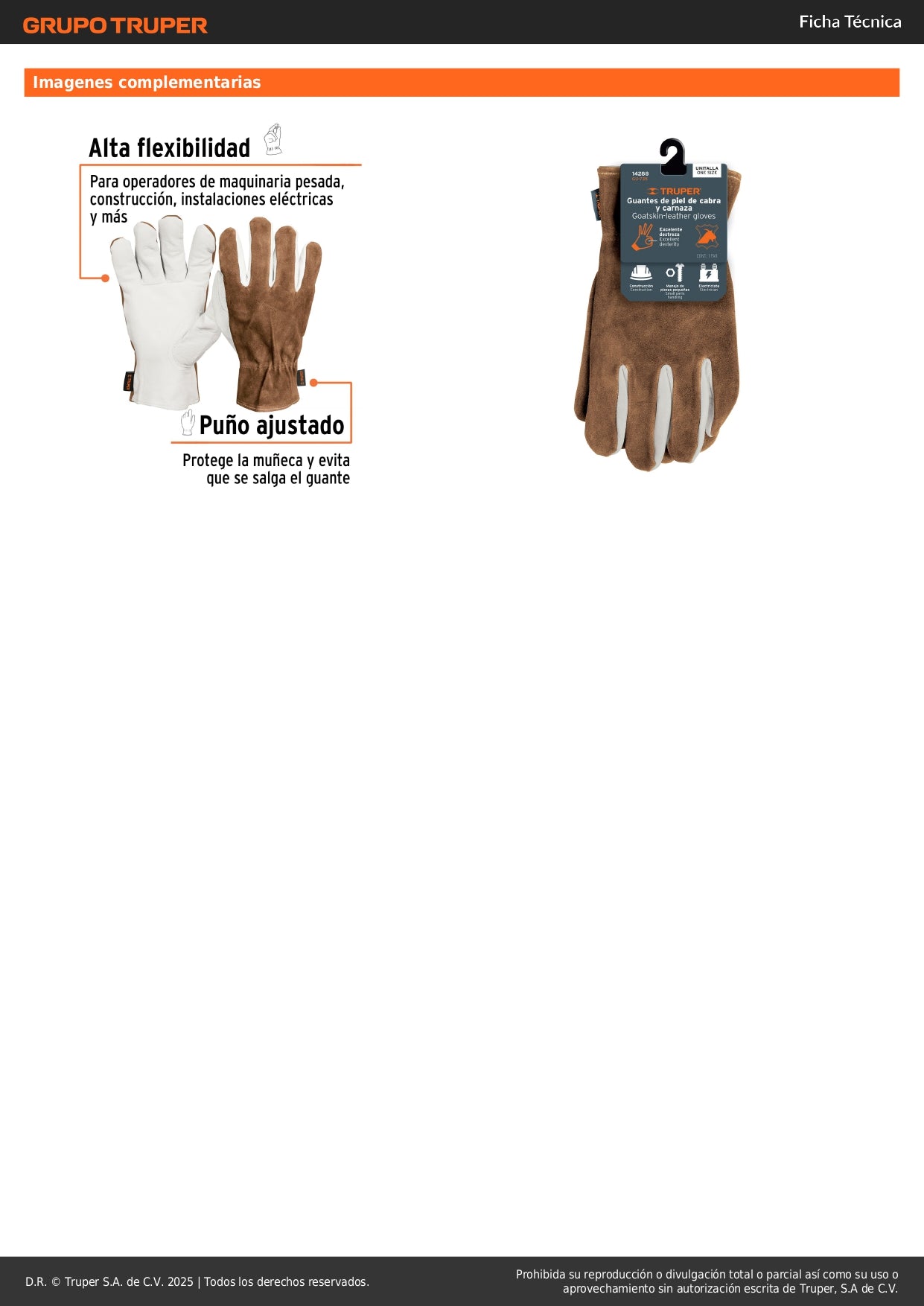 Guantes de Seguridad Industrial Piel de Cabra TRUPER GU-735 - Protección Eléctrica y Construcción con Alta Destreza