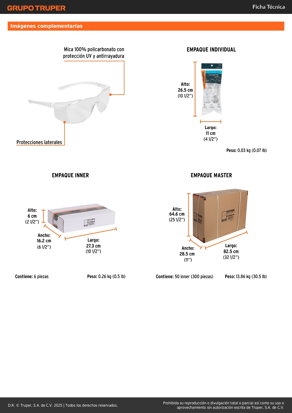 Lentes de Seguridad Transparentes Truper Ultralite LEN-LT - Protección UV Antirayadura Policarbonato - Solución Profesional para Industria Construcción Taller y Hogar
