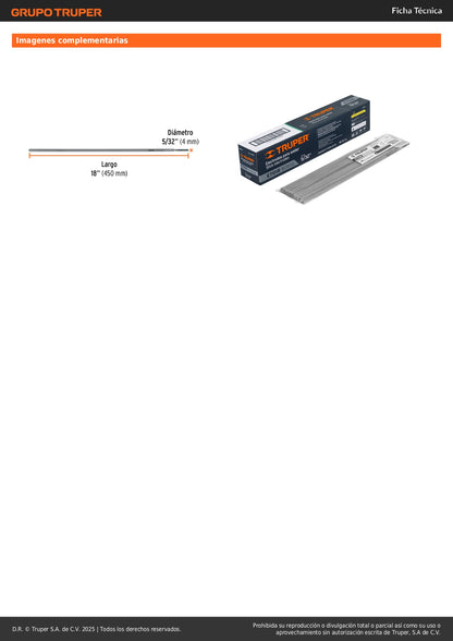 Electrodos de Soldadura 7018 5/32 Truper E7018-5 - Soldadura Profesional Estructuras Pesadas Sin Porosidad - 1kg Bajo Hidrógeno