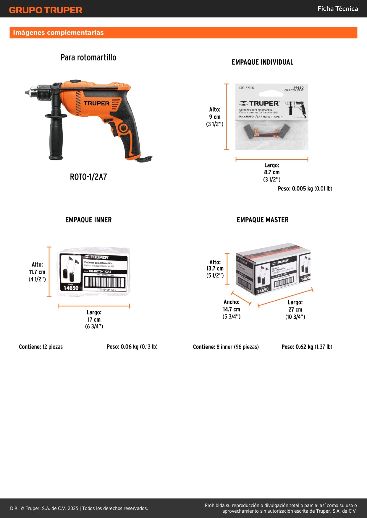 Bolsa con 2 carbones de repuesto para ROTO-1/2A7, TRUPER